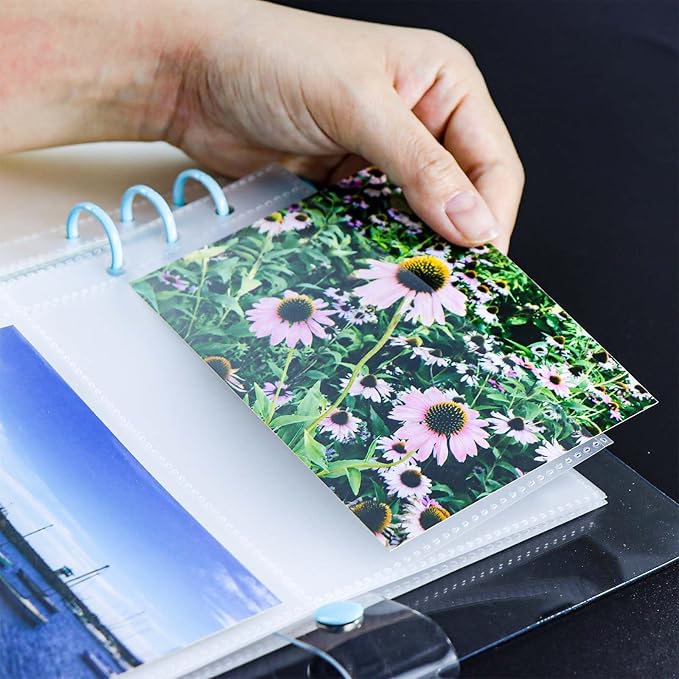 20 A5 Binder 2 Pocket Sheet Protectors Clear Binder Sleeves 4" X 5" Paper Protectors for 6 Ring Binder Notebook Organizer (A5 2 Pockets)