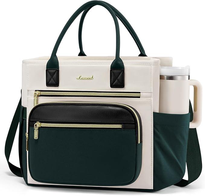 LOVEVOOK Insulated Lunch Bag Women,Wide Opening Adult Lunch Box Women,Leakproof Cooler Bag for Work Picnic Beach Family College,Lunch Teacher Tote Bag with Adjustable Shoulder Strap and Cup Holder