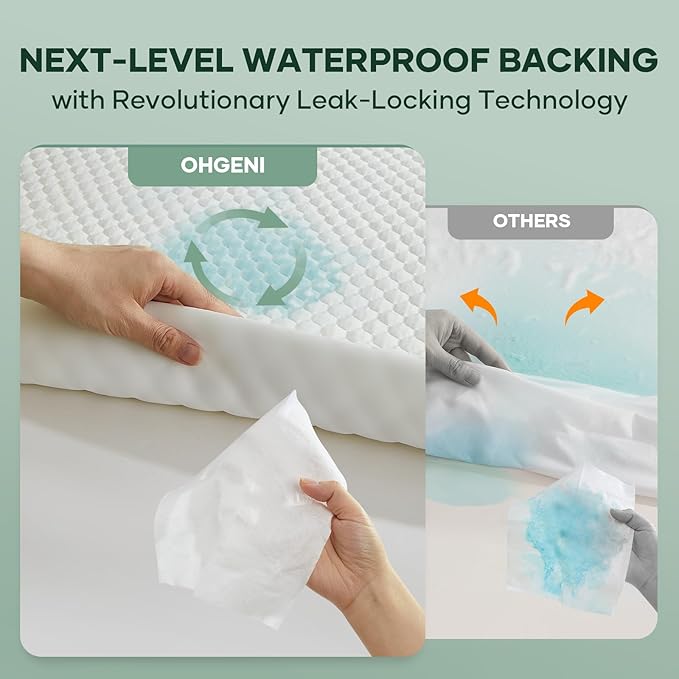 OhGeni 100% Waterproof Twin-2 Pack Mattress Protector, Fitted Sheet with Stretchable Pockets, Deep Sleep Noiseless Soft. Breathable Cooling Hypoallergenic Material, Bed Cover for Mattress