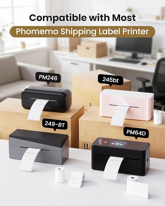 [3x230 pcs] Phomemo Original Labels for M110 M100 M220 M221 M120 M200, 1.97'' x 1.18''(50x30mm), 3 Rolls, 230 Labels/Roll, Square, White, Also Support Phomemo Shipping Printer for Barcode, Address
