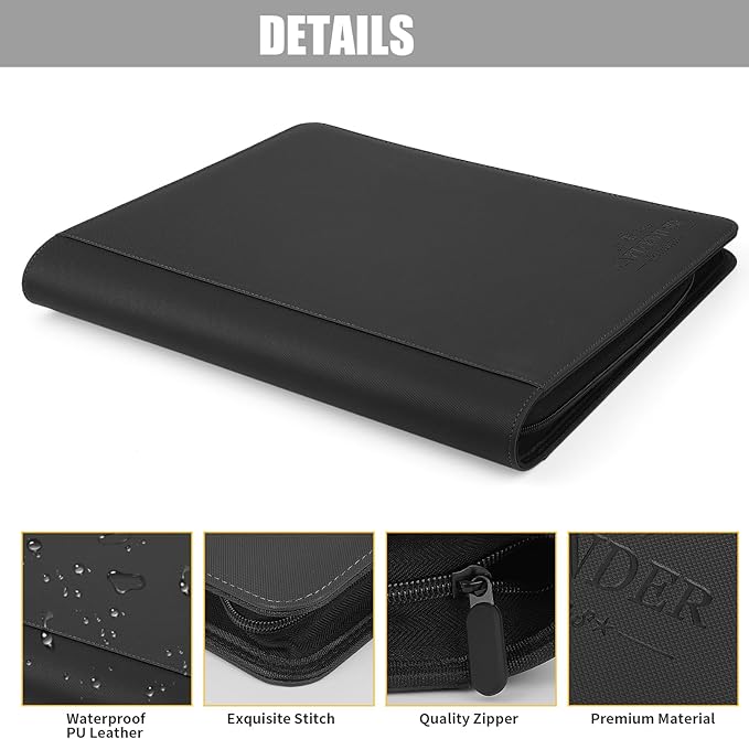 Toploader Binder,Toploader Hard Cases, 4-Pocket Pages Sleeves Hold up 128 Cards.Toploader Card Binder with Sleeves for “3×4” rigid，Card Holder(black)