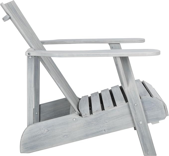 SAFAVIEH Outdoor Collection Merlin Ash Grey Adirondack Chair with Retractable Footrest