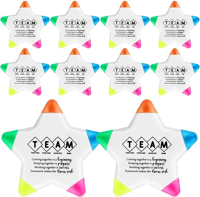 50 Pcs Star Highlighters Team Gifts Inspirational Marker Pens Motivational Fluorescent Thank You Gifts Valentines Employee Appreciation Bulk for Coworkers Office Staff