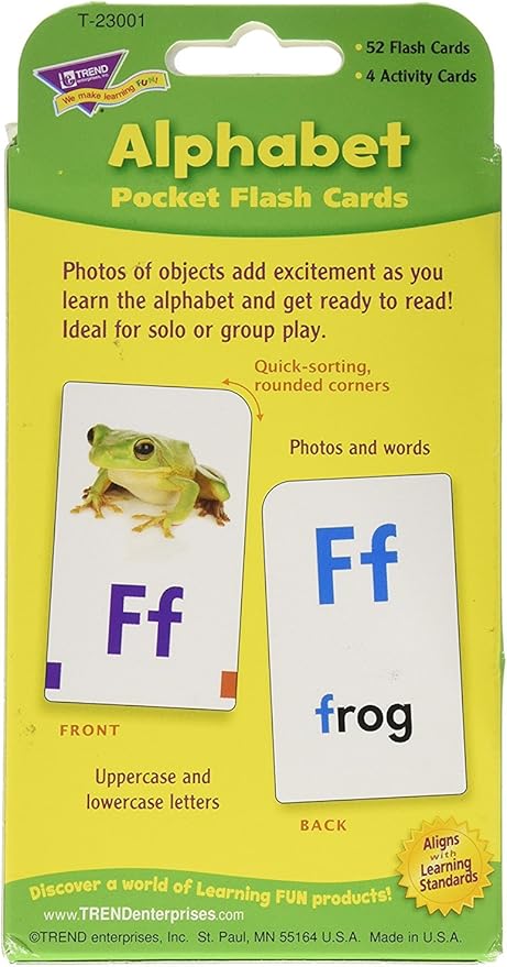 Trend Enterprises: Alphabet Pocket Flash Cards, Great for Skill Building and Home Use, 56 Self-Checking Cards Included, Match Letters to Photos and Words, for Ages 6 and Up
