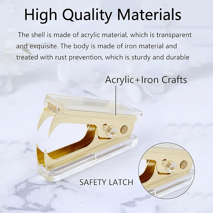 Gold Acrylic Stapler, Desktop Stapler, 25 Sheet Capacity, Includes 1000 Staples and Staple Remover