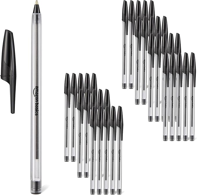 Amazon Basics Ballpoint Pens, Medium Point 1.0mm, Black Ink, 36-Pack