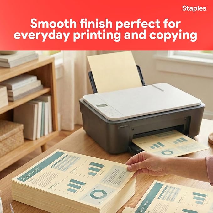 Staples Pastel Colored Copy Paper 8 1/2-Inch x 11-Inch Cream 500/Ream