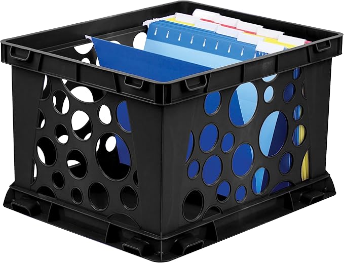 Storex Large Storage and Transport File Crate, 17.25 x 14.25 x 10.5 Inches, Black (STX61546U01C)