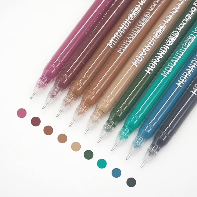 Gel Pens with Fine Point 0.6mm, 9 Colors Drawing Pencils for Adult Coloring Books Smooth Writing Pen Set for Journaling(Morandi Nordic)