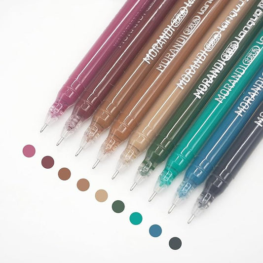 Gel Pens with Fine Point 0.6mm, 9 Colors Drawing Pencils for Adult Coloring Books Smooth Writing Pen Set for Journaling(Morandi Nordic)