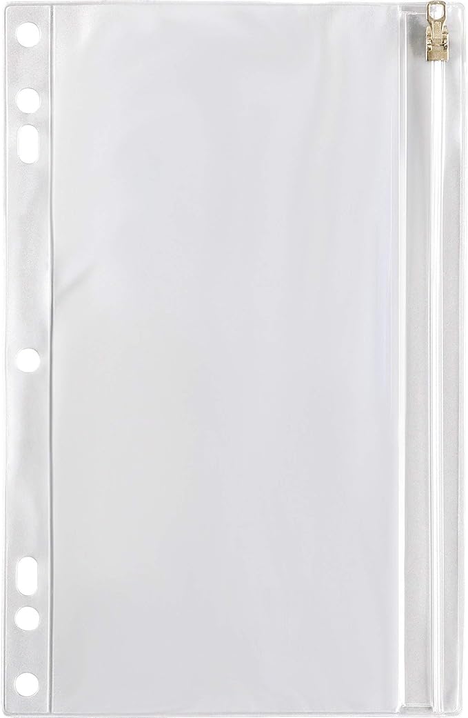 1IntheOffice Clear Pencil Pouch for 3 Ring Binder, Ring Binder Pockets with Zipper, Vinyl, 6 Pack