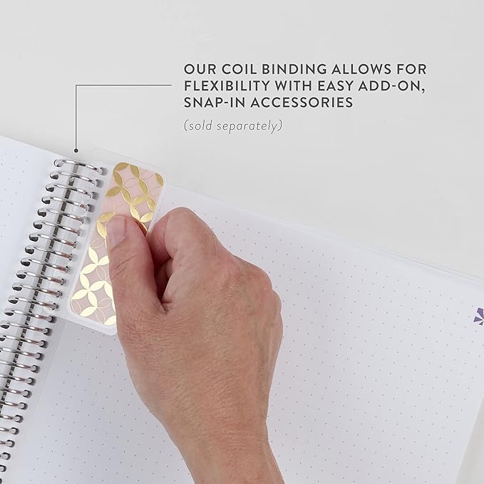Erin Condren 7" X 9" Spiral Bound Dotted Grid Notebook - Groovy Blooms - 5Mm Dot Grid, 160 Pages Writing, Drawing & Art Notebook, 80Lb Thick Paper