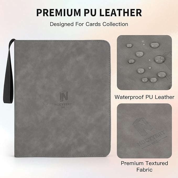 Trading Card Binder, Premium 9 Pocket 720 Double Sided Pocket Collection Binder,Card Album for TCG Card Holder for Game Card, Sports Card, Yugioh, MTG etc(Gray)