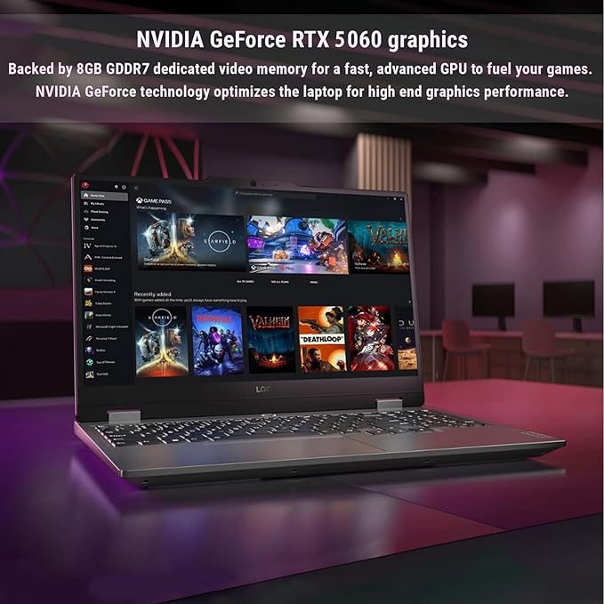 Lenovo LOQ RTX 5060 Gaming Laptop, 15.6" FHD 144Hz, AMD Ryzen 7 250, 16GB DDR5 RAM, 1TB PCIe M.2 SSD, Backlit Keyboard, Bundle with Laptop Cooler BDL, Wi-Fi 6, Windows 11 Home, Grey