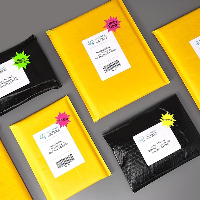Avery Neon Address Labels with Sure Feed for Laser Printers, 2-1/4", Assorted Colors, 180 Burst Labels (5995) (Pack of 5)