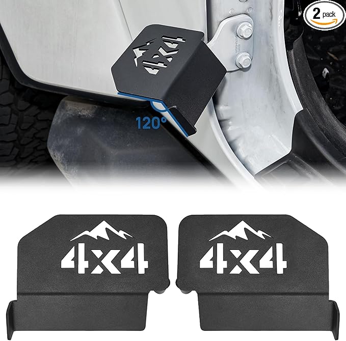 JOYTUTUS Upgraded 120° Wrangler Foot Pegs Compatible with Wrangler JK JL Gladiator JT 2007 to 2026, Exterior Door Hinge Foot Rest Pedals Accessories(4X4 Pattern)