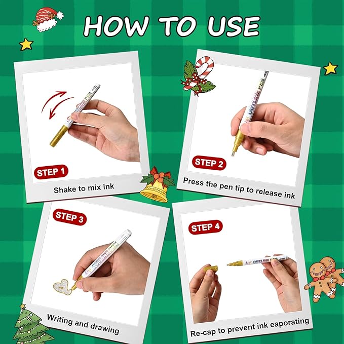 Glitter Markers Outline Pens, Tween Teen Girl Gifts Trendy Stuff, 28 Pack Gold and Silver Shimmer Metallic Marker Arts Supplies for Kids Ages 6 to 8, 9-12 Birthday Gifts for Cute Cool Fun Crafts Girls