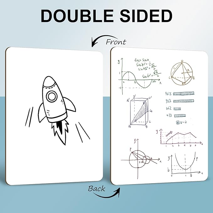 Set of 12 Small White Board Dry Erase Boards Classroom 9" x12” Double Sided Personal Whiteboards for Teachers Lapboards Mini Whiteboard Erasers Incl and Colors Pens