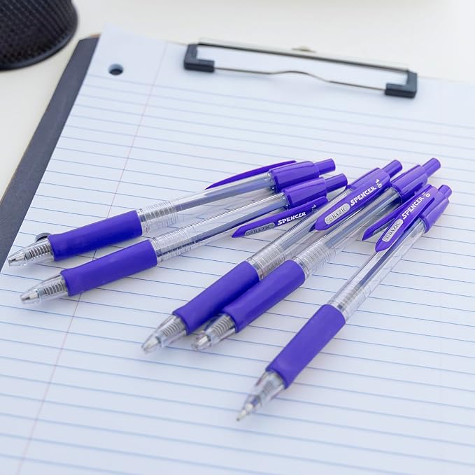 BAZIC PRODUCTS Gel Pens, Spencer Retractable Gel Pen, 1.0 mm Bold Tip for Smooth Writing for Office, School, or Teacher Use, Premium Writing Pens (5/Pack), 24-Pack