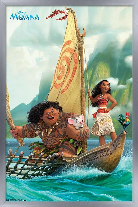 Disney Moana - Group Wall Poster, 22.4L" x 14.7W", Silver Framed Version