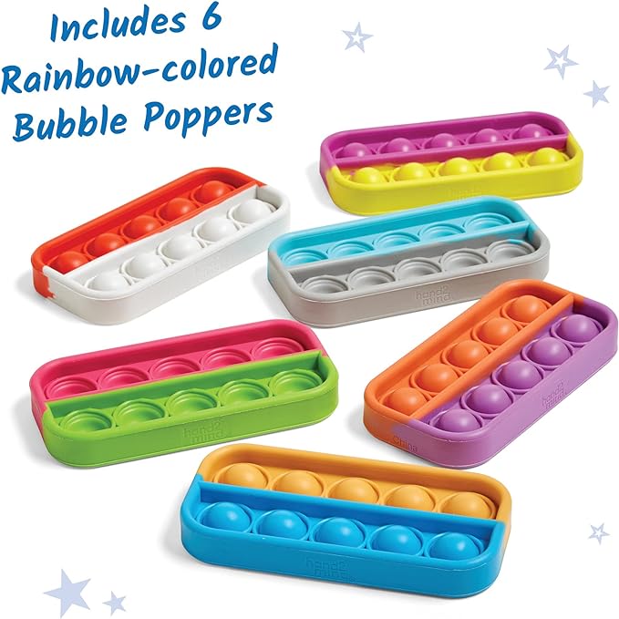 hand2mind Ten Frame Sensory Bubble Poppers,Push Pop Fidget Toys for Kids,Math Manipulatives Kindergarten,Calm Down Corner Supplies,Fine Motor Skills,Toddler Car Toys for Travel (Set of 6),(Pack of 2)