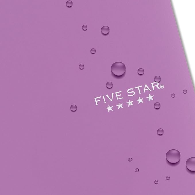 Five Star Spiral Notebook + Study App, 3 Subject, Wide Ruled Paper, 8" x 10-1/2", 150 Sheets, Fights Ink Bleed, Water Resistant Cover, Amethyst Purple (38737)