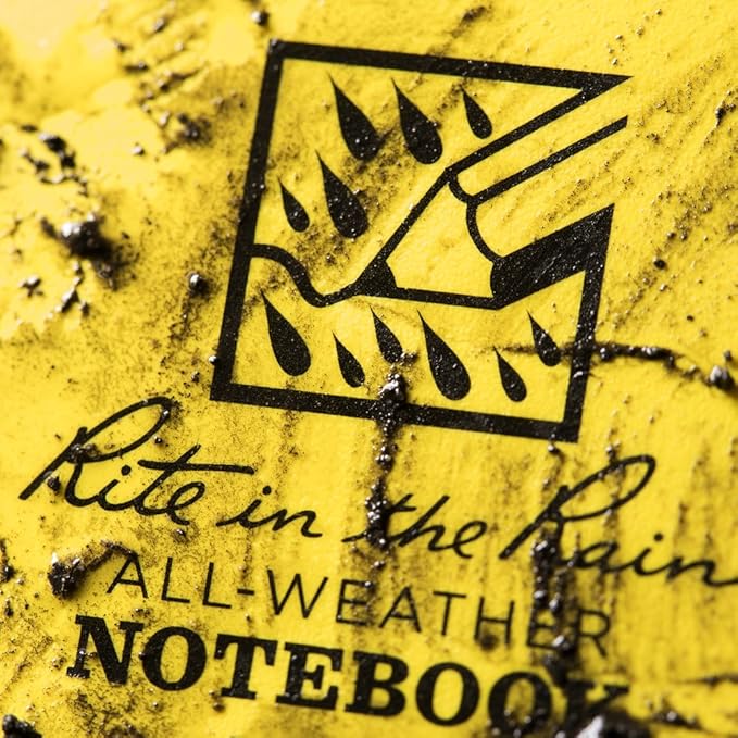 Rite in the Rain Weatherproof Side Spiral Notebook, 4.625" x 7", Yellow Cover, Journal Pattern (No. 393)