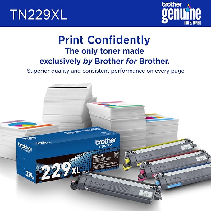 Brother Genuine TN229XLY Yellow High Yield Printer Toner Cartridge - Print up to 2,300 Pages(1)