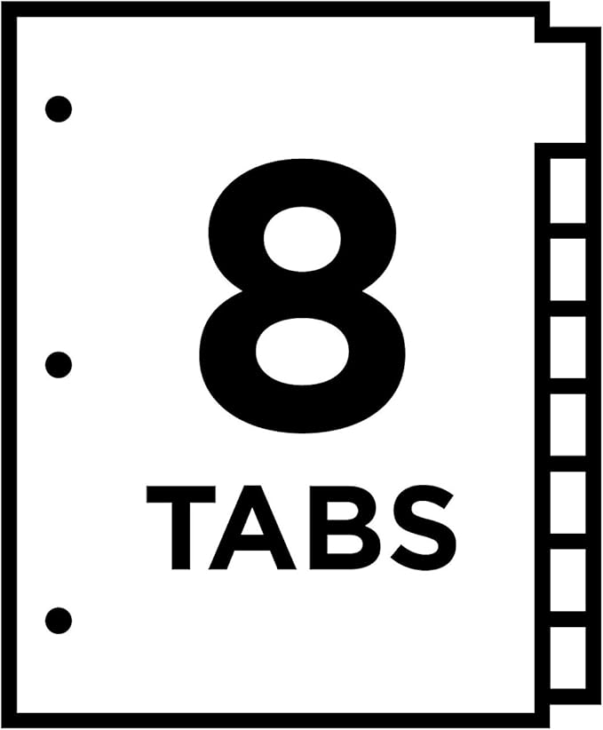 Avery Dividers for 3 Ring Binders, 8-Tab Plastic Binder Dividers Insertable Big Tabs, Multicolor, 1 Set (11901) (Pack of 3)