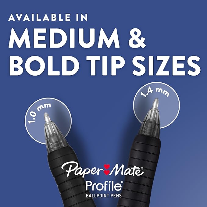 Paper Mate Profile Retractable Ballpoint Pens, Bold (1.4mm), Purple, 12 Count