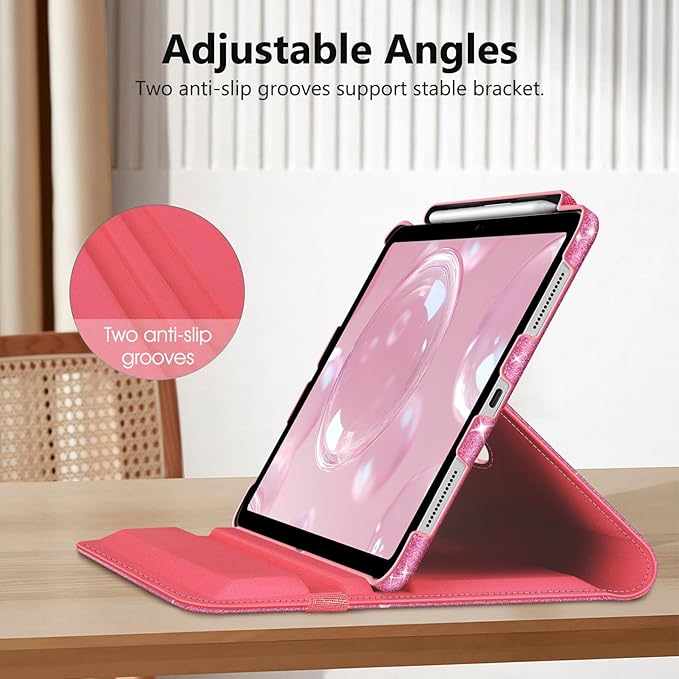 Fintie Rotating Case for iPad (A16) 11th Generation 11 Inch (2025), iPad 10th Generation 10.9 Inch (2022) - [Built-in Pencil Holder] 360 Degree Rotating Protective Stand Cover, Glittering Pink