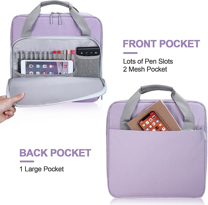 4 Inch 3 Ring Zipper Binder D-Ring, Binder with Strap 800 Sheet Capacity & Multi-Pockets School and Office Binder Organizer, Compatible with 13-Inch MacBook(Patent Design Purple)