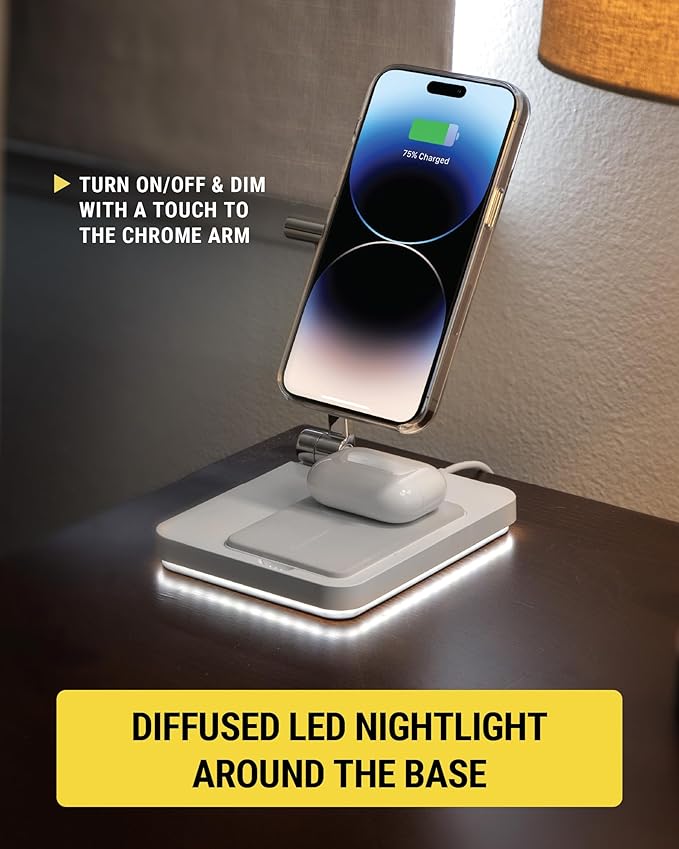 Scosche MSQSPBWT Wireless Charging Station with Removable 5,000mAh Fast USB-C Portable Power Bank for MagSafe iPhone 16/15/14/13/12/AirPods Pro with Apple Watch Charger Stand (Watch Charger Not Incl.)
