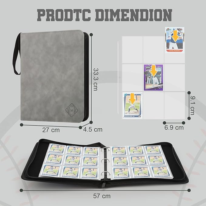 Trading Card Binder with Sleeves 9 Pocket Premium 720 Double Sided Pocket PU Card Collection Binder, Collectible Albums Card Folder for MTG, TCG, Sports Cards