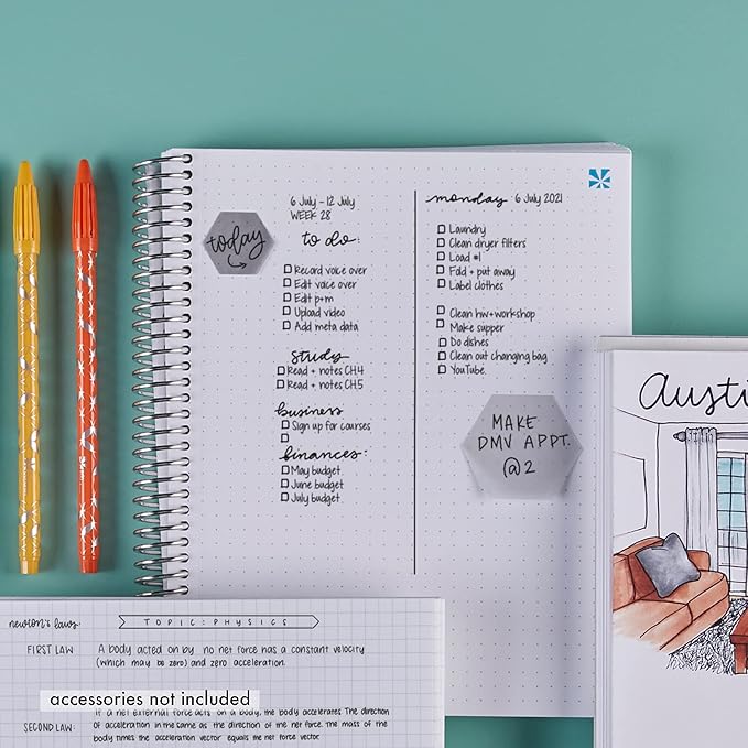 Erin Condren Journal For Women 8.5" X 11" Spiral Bound Dot Grid Notebook - Flora Peony, 5Mm Dot Gridnotebook, 80 Lb, Thick Paper, Stickers Included