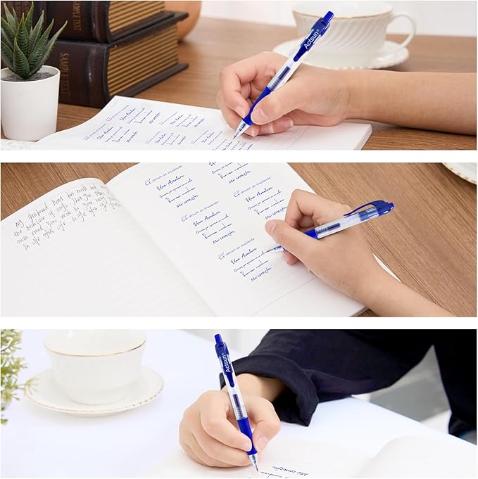 Blue Gel Ink Pens, 12 Pcs, Fine Point, Smooth Writing, Retractable, 0.7 Mm, Gift for Women & Men, Journaling, School & Office Supplies, Desk Accessories