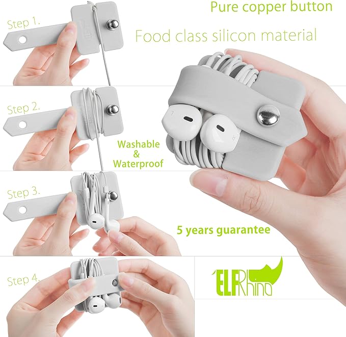 Cord Organizer Earbuds Holder Earphone Wrap Earphones Organizer Headset Headphone Earphone Wrap Winder Cord Manager Cable Winder Gray