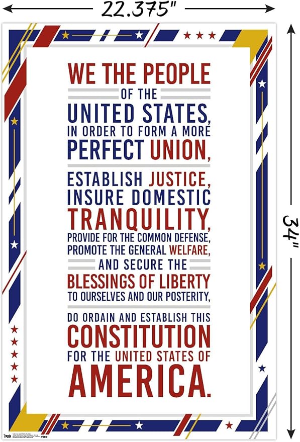 Trends International The United States Of America - Constitution Preamble Wall Poster, 22.375" x 34", Unframed Version