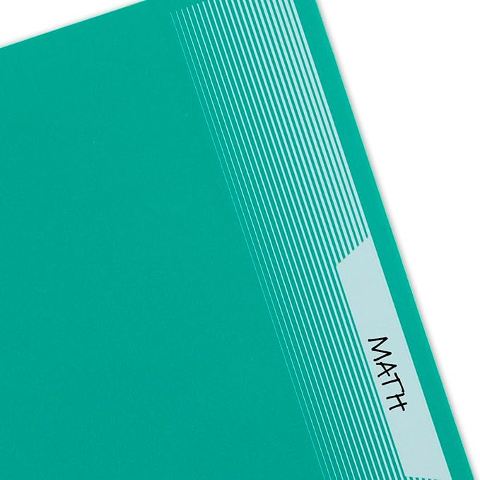 Mead Spiral Notebook, 5 Pack, 5 Subject, Wide Ruled Paper, Plastic Cover, 8" x 10-1/2", 160 Sheets per Notebook, Black, Red, Blue, Green and Yellow (930101A-ECM)
