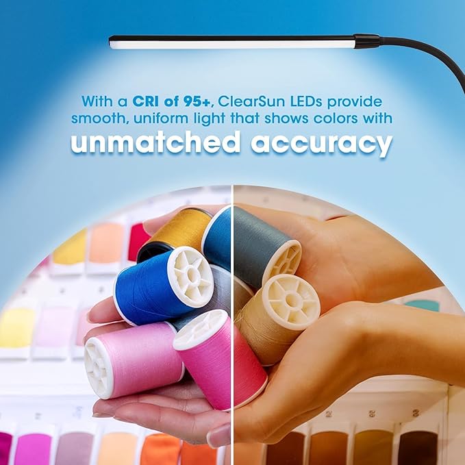 OttLite Clip-On LED Easel Lamp with ClearSun LED Technology - Sturdy Clip Light with On/Off Switch Cord - Adjustable & Flexible Neck for Precise Lighting, Piano, Computer Desks, Shelves & Tables