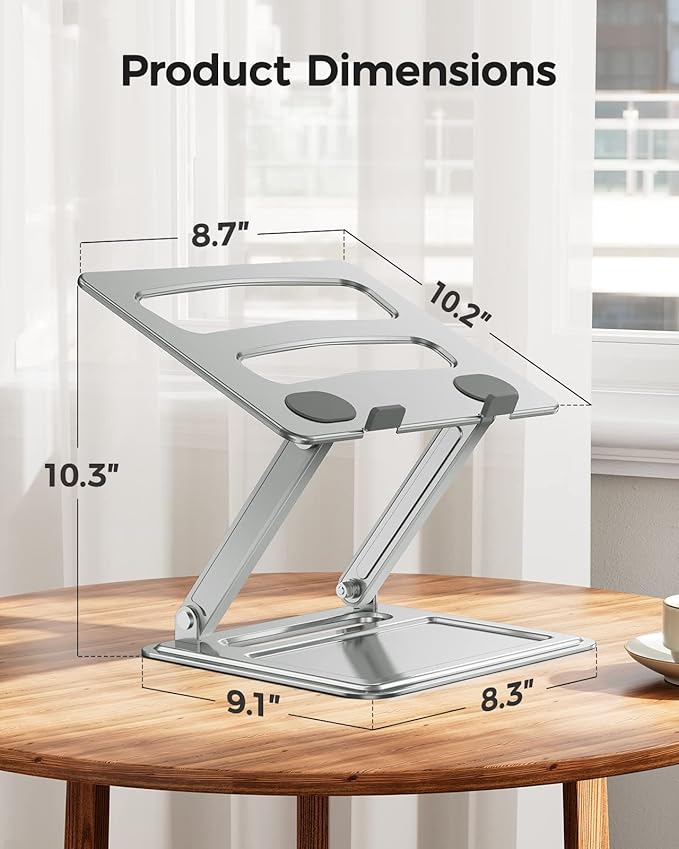 LORYERGO Adjustable Laptop Stand, Portable for 17.3inch Laptops, Holds Up to 17.6lbs, Ergonomic Posture & Heat Dissipation