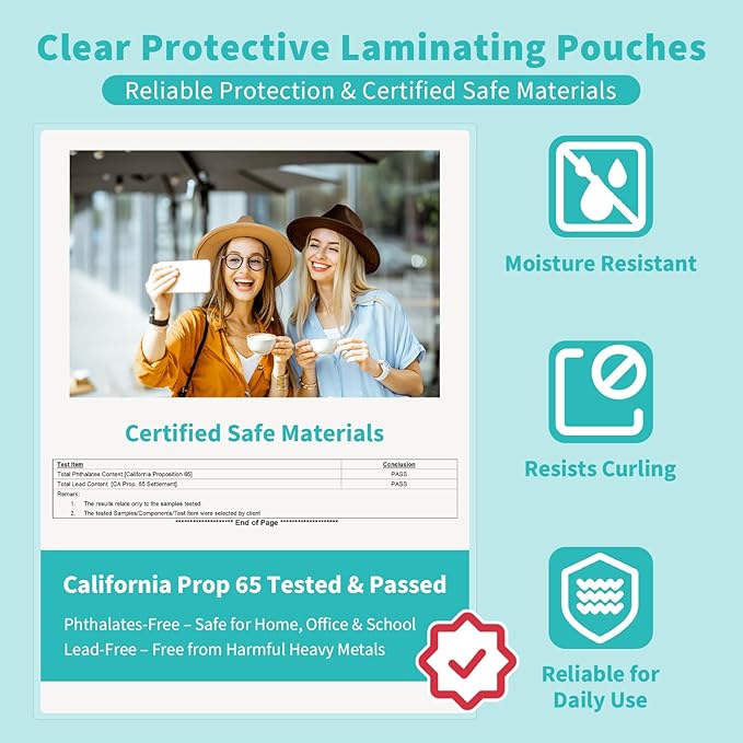 Binditek 200 Pack 5 Mil Thermal Laminating Pouches, 9x11.5 Inches Laminating Sheets, for Letter Size, Ultra Clear, Glossy, Hold 8.5x11 Inches, Heat Seal, School Office Supplies