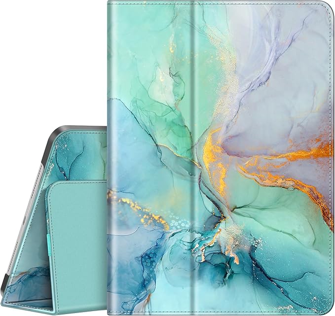 Fintie Folio Case for iPad Pro 11-inch (M5) 2025 / (M4) 2024 - Premium Vegan Leather Smart Stand Back Cover with Pencil Holder, Auto Wake/Sleep, Emerald Marble