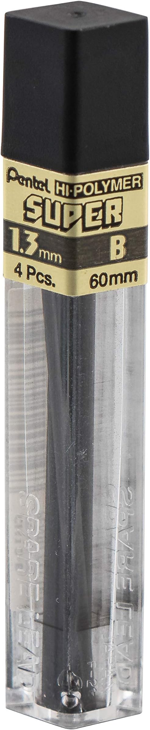 Pentel Super Hi-Polymer Lead Refill (1.3mm) B, 8Pcs/Tube, 2Pk