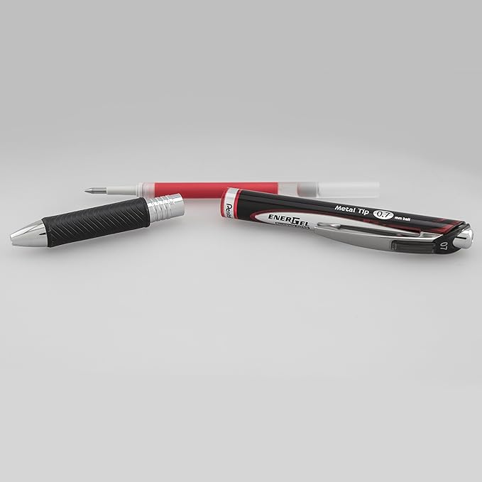 Pentel EnerGel Pro Permanent Gel Ink Pen, (0.7mm) Medium Point, Red Ink, 2-Pk (BLP77BP2B), 2 Pack