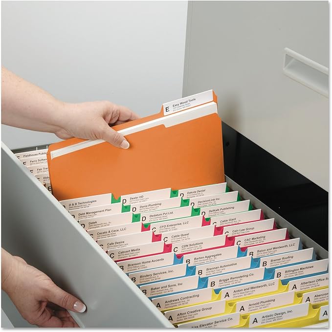 Smead File Folder, Reinforced 1/3-Cut Tab, Letter Size, Assorted Colors, 100 per Box (11993)