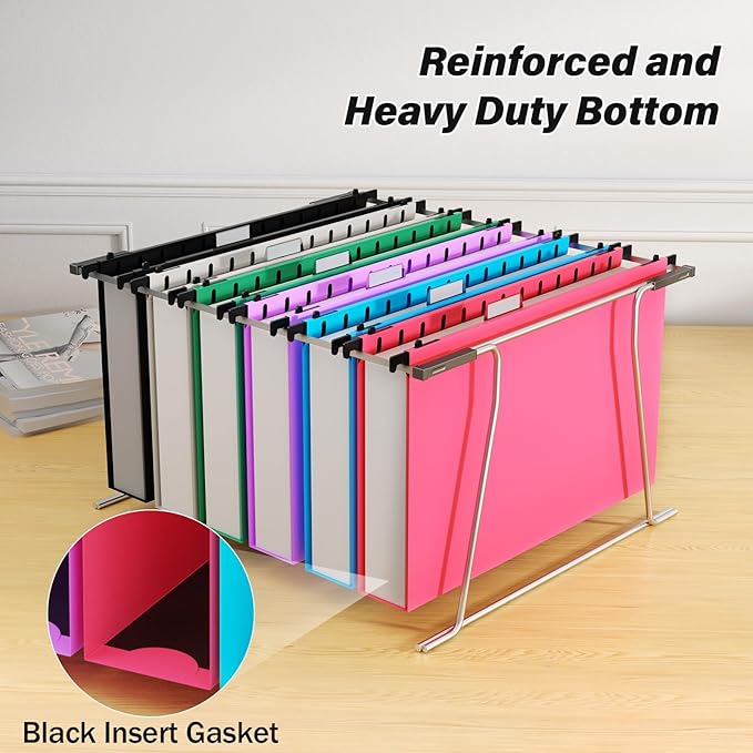 Ansook Legal Size Hanging File Folder Extra Capacity,Heavy Duty 2" Expandable Hang Folder with Tabs,12 Pack Reinforced File Cabinet Folders,Plastic Hanging File Organizer for File Frame Box