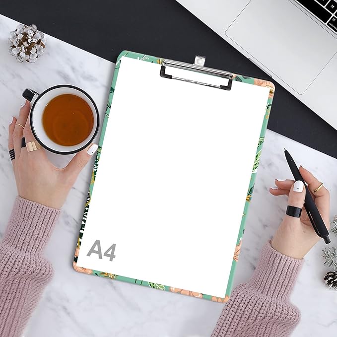 Fashion Clipboard, A4 Letter Size Wooden Decorative Clipboards for Teacher, Nurse, Doctor,Student and Kids, Cute Design for Standard Size 12.2" x 8.9" (C-Beautiful Flower)