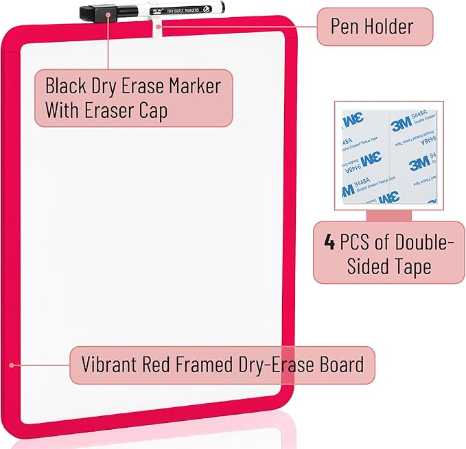 Mr. Pen- Dry Erase Board, 14” x 11” with a Black Dry Erase Marker, Small Mini White Board for Students, Back to School Supplies