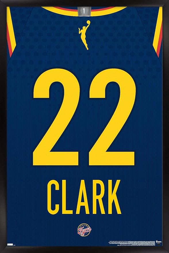 WNBA Indiana Fever - Caitlin Clark Jersey Wall Poster, 22.4L" x 14.7W", Black Framed Version